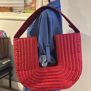 Earth Origins Red Quilted Shoulder Bag with Modern Design